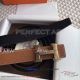 Perfect Replica Hermes Wheat Leather Belt Black Back With Lichee Gold Buckle (3)_th.jpg